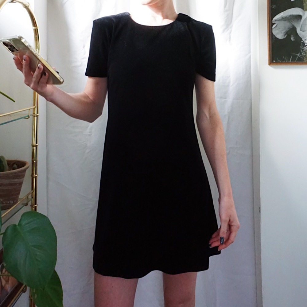 Velvet Short Sleeved Mini Babydoll Dress